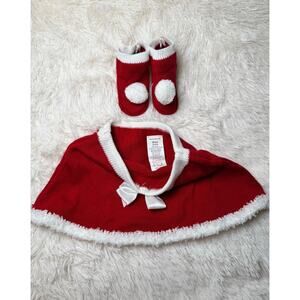 So Dorable Baby Christmas Skirt & Booties Set Red White 0–6M